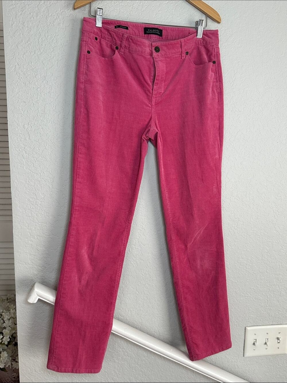 Talbots Pink Corduroy Straight Pants Flawless Five Pocket Preppy Barbie Size 8